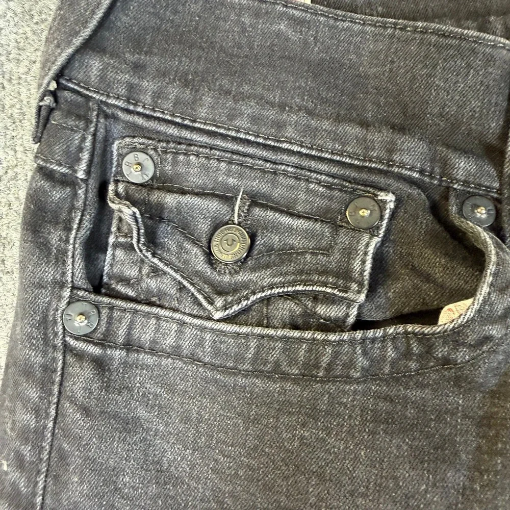 True Religion Rocco Flap Mens Relaxed Skinny Jeans Rinse Black Size 36 #3253